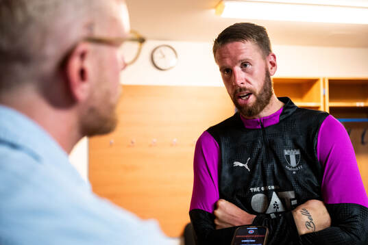 Pontus Jansson of Malmö FF is being interview