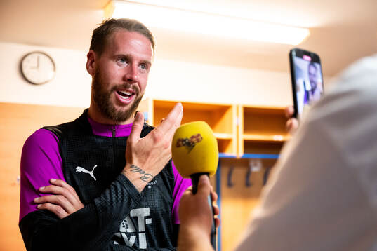 Pontus Jansson of Malmö FF is being interview