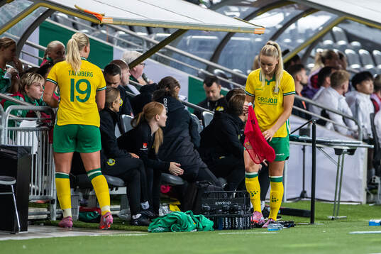 Cathinka Tandberg and Anna Jøsendal of Hammarby as they