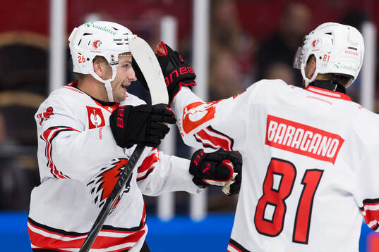 Erik Brännström of Lausanne celebrates