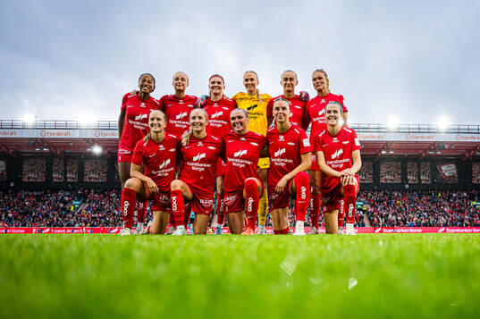 The starting eleven of Brann, from the top left; Cassandra