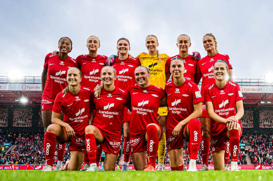 The starting eleven of Brann, from the top left; Cassandra