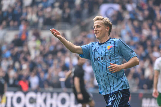 Djurgårdens Jeppe Møldrup Okkels jublar