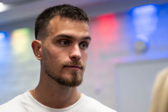 Hammarbys Pavle Vagic i mixade zonen