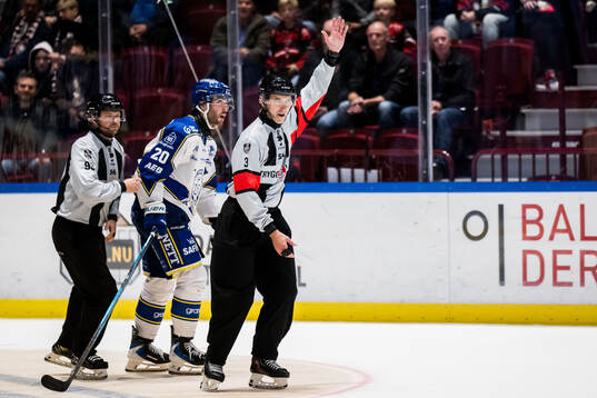 Leksands Nolan Stevens och Domare Linus Öhlund
