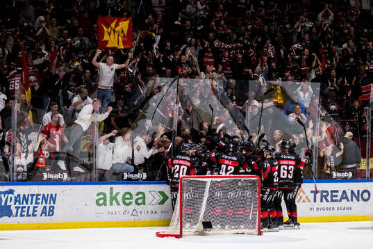 Malmö Redhawks spelare jublar