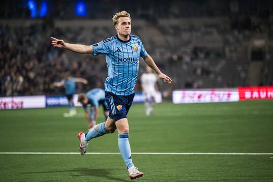 Djurgårdens Jeppe Møldrup Okkels jublar