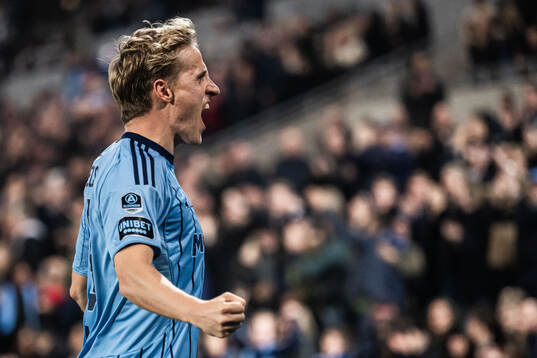 Djurgårdens Jeppe Møldrup Okkels jublar