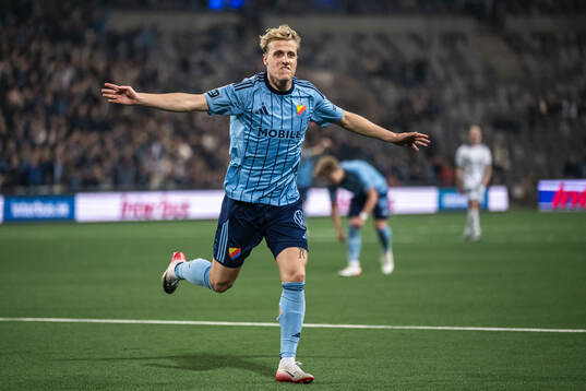 Djurgårdens Jeppe Møldrup Okkels jublar