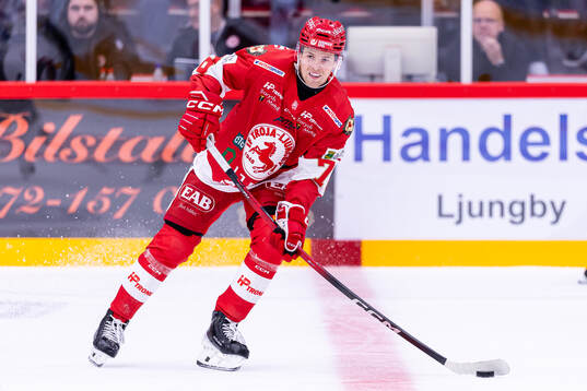 uTroja/Ljungbys Joel Wahlgren nder ishockeymatchen i