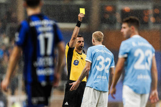 Domare Granit Maqedonci varnar Malmö FFs Daniel Gudjohnsen