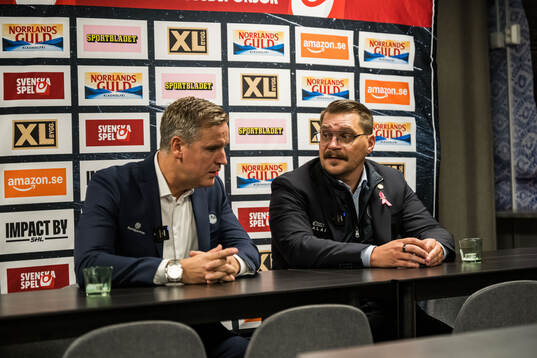 Rögles tränare Dan Tangnes och Växjös tränare Björn