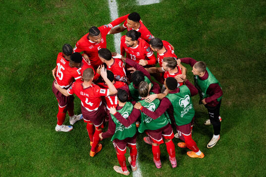 Granit Xhaka of Switzerland celebrate with team mates