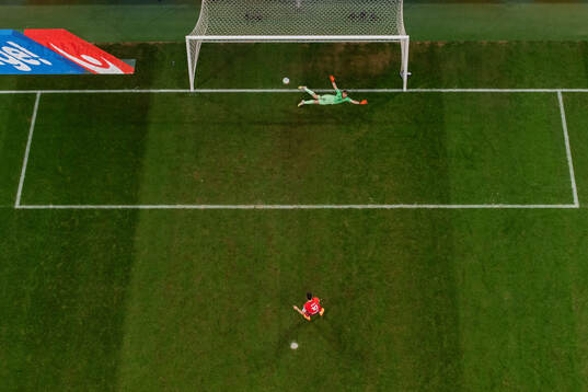 Granit Xhaka of Switzerland scores the 0-1 goal against