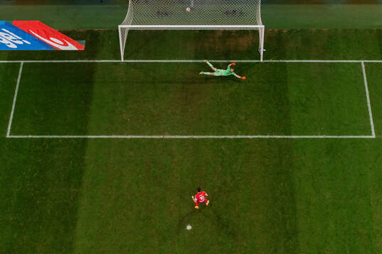 Granit Xhaka of Switzerland scores the 0-1 goal against