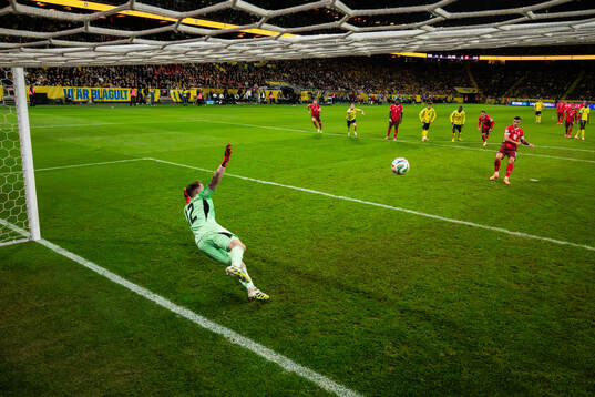 Goalkeeper Viktor Johansson lets in the 0-1 goal