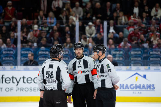 Domare Christoffer Holm, linjedomare Rickard Nilsson,