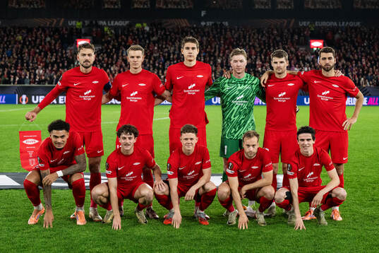 The starting eleven of Brann, from the top left; Fredrik