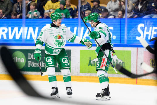 Rögles Karson Kuhlman och Mark Friedman jublar