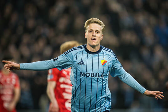 Djurgårdens Jeppe Møldrup Okkels jublar