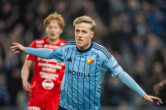 Djurgårdens Jeppe Møldrup Okkels jublar