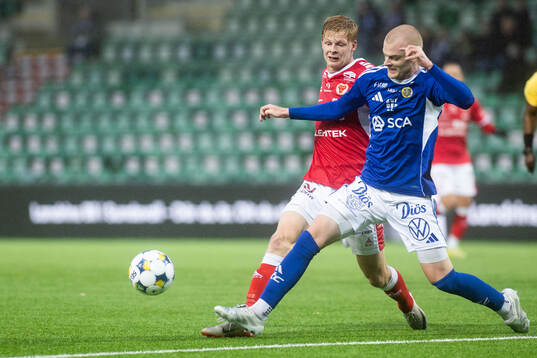 Kalmars Malcolm Stolt och GIF Sundsvalls Lucas Forsberg