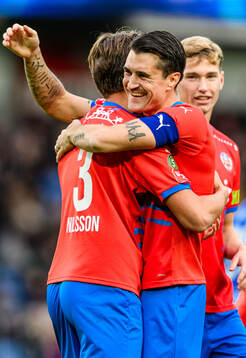 Helsingborgs Wilhelm Nilsson och Jon Birkfeldt jublar