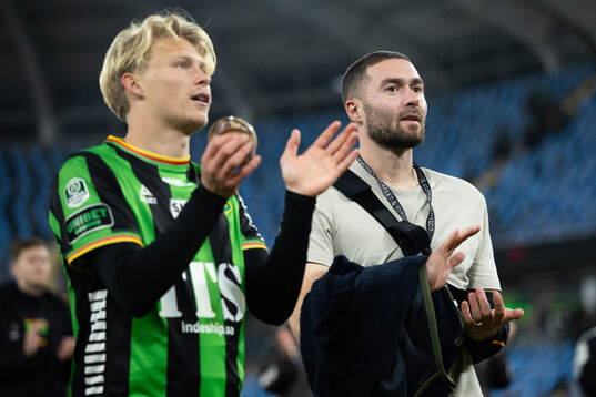 GAIS Rasmus Niklasson Petrovic och målvakt Mergim Krasniqi