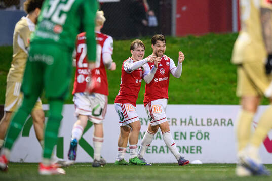 Sandvikens IFs Victor Backman och Karl Bohm jublar