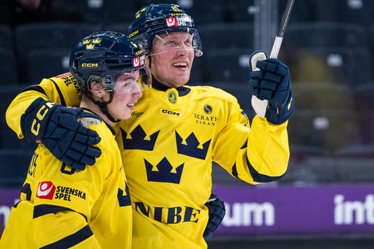 Isac Hedqvist and Marcus Sylvegård of Sweden celebrate