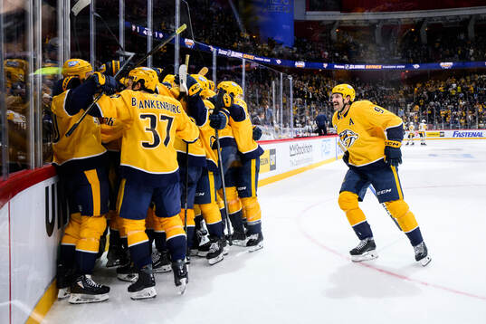 Filip Forsberg of Nashville Predators celebrate with