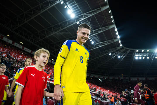 Emil Holm of Sweden enters the pitch for the FIFA World Cup