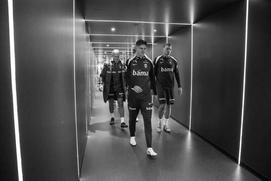 Goalkeeper coach Frode Grodås, David Møller Wolfe and