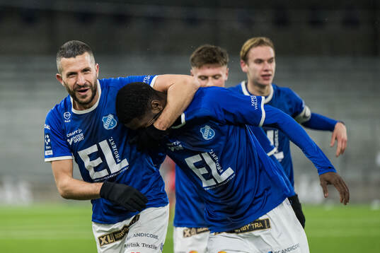 Norrby IFs Alen Krasnici och Chisomnazu Chika Chidi jublar
