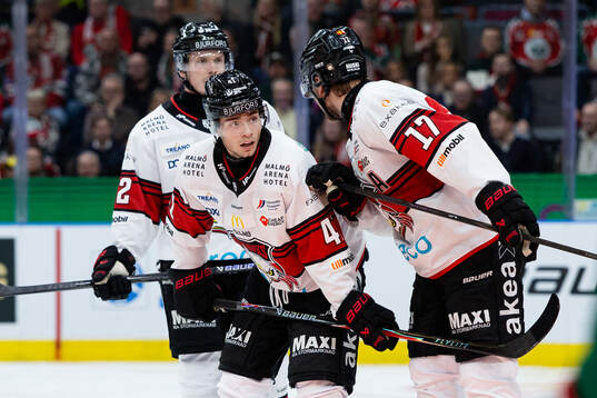 Malmö Redhawks Linus Öberg, Isac Born och Johan Ivarsson