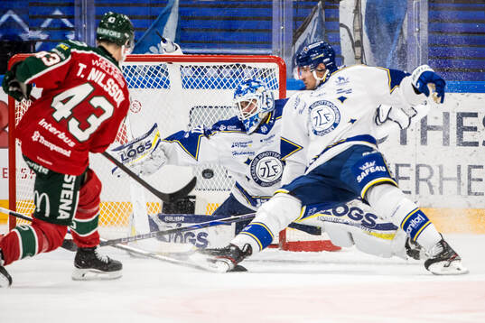 Leksands målvakt Jakob Hellsten och Jon Knuts
