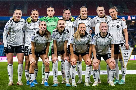 The starting eleven of Rosenborg, from the top left; Synne