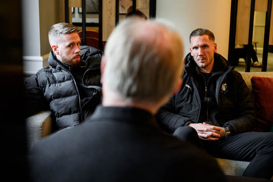 Pontus Jansson and goalkeeper Robin Olsen of Malmö FF is