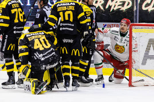 Västerås målvakt Rasmus Korhonen och Moras Kristoffer