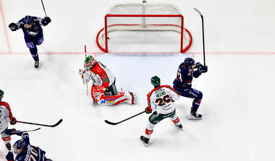 Linköpings Jakub Vrana och Ty Rattie jublar