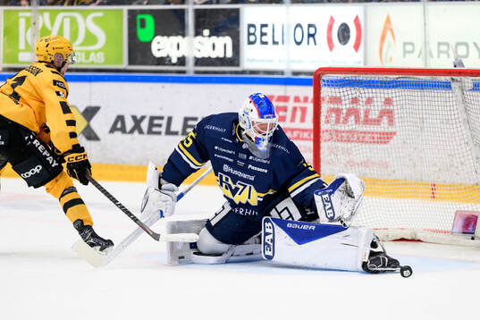 Skellefteås Jonathan Davidsson och HV71s målvakt Olof