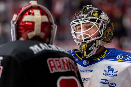 Örebros målvakt Jonas Arntzen och Leksands målvakt Robin
