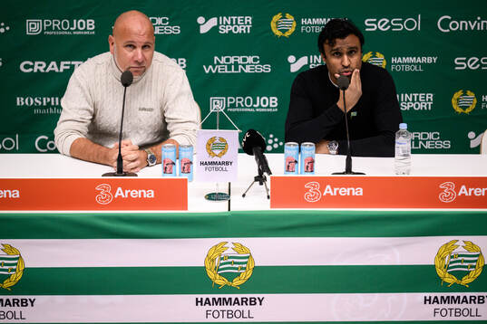 Hammarbys sportchef Mikael Hjelmberg och Kalle Karlsson