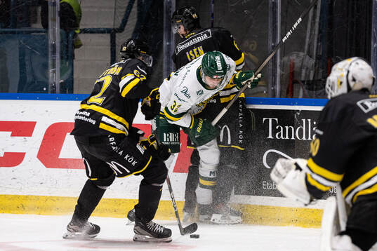 AIKs Simon Åkerström och Edvin Isén mot Björklövens