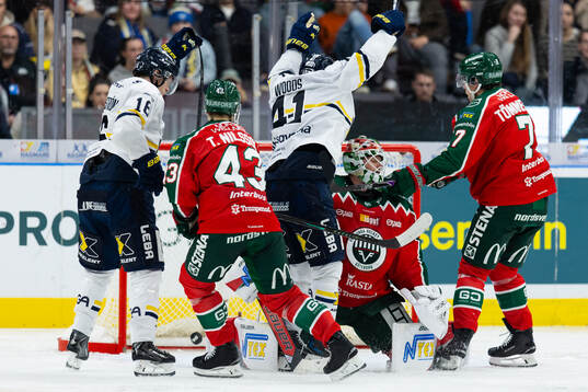 HV71s Riley Woods jublar