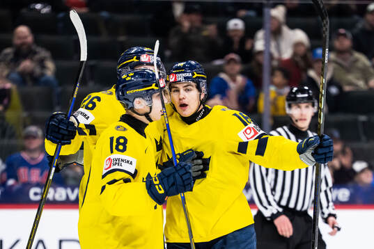 Jack Berglund, Victor Eklund and Anton Frondell of Sweden