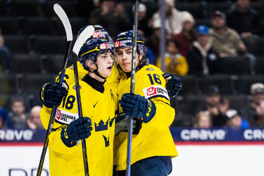 Jack Berglund, Victor Eklund and Anton Frondell of Sweden