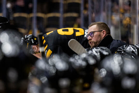 Skellefteås assisterande tränare Andreas Falk reagerar