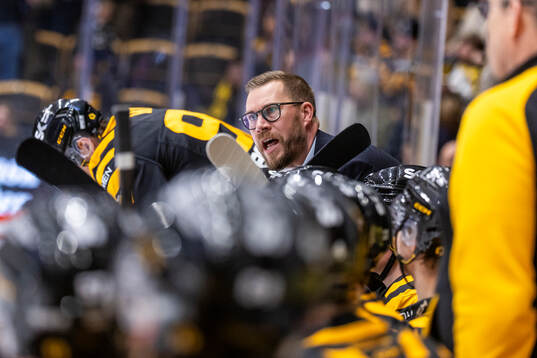 Skellefteås assisterande tränare Andreas Falk reagerar