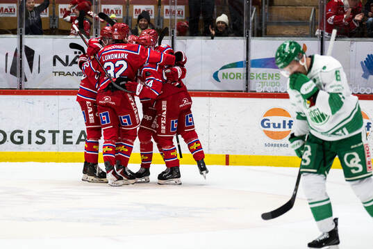 Spelare ur Timrå jublar